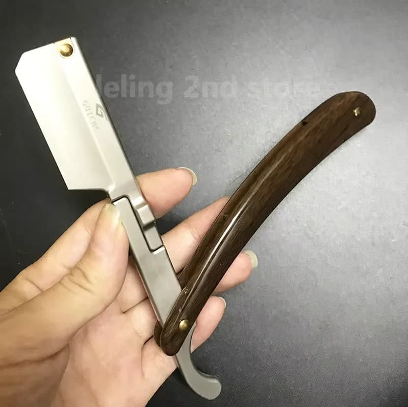 folding stainless steel straight razor — image 3