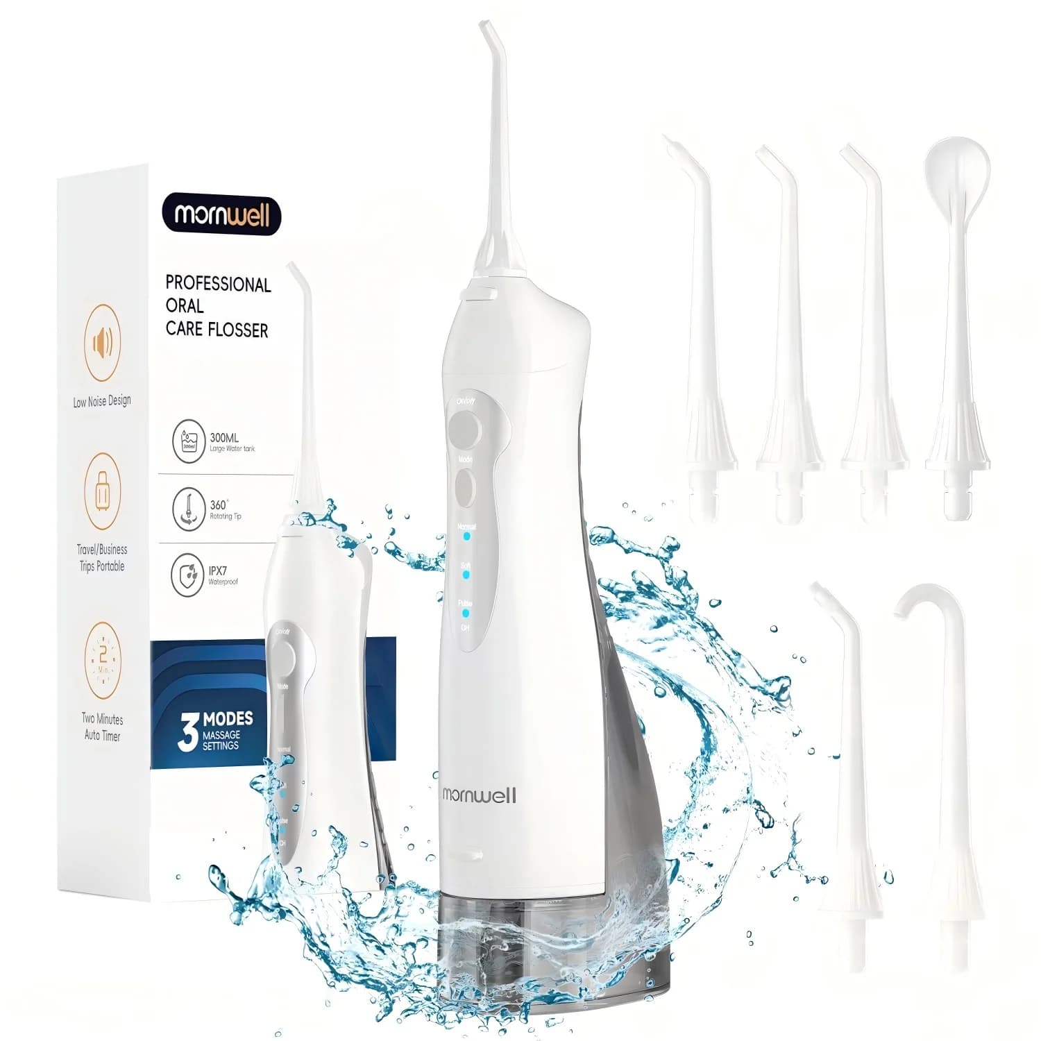 portable cordless water flosser with 6 jets — image 1