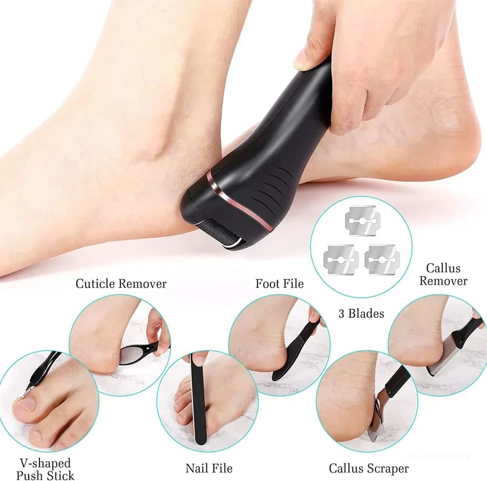 electric callus remover foot file grinder with three heads — image 6