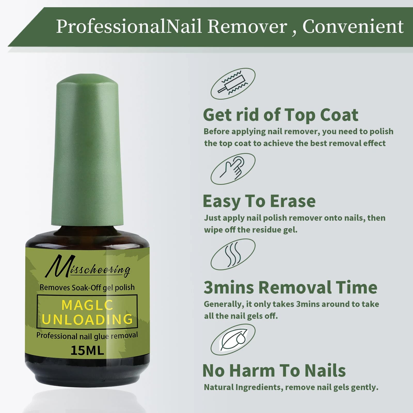 Misscheering 15ml Magic Fast Nail Gel Polish Remover Clean UV — image 5