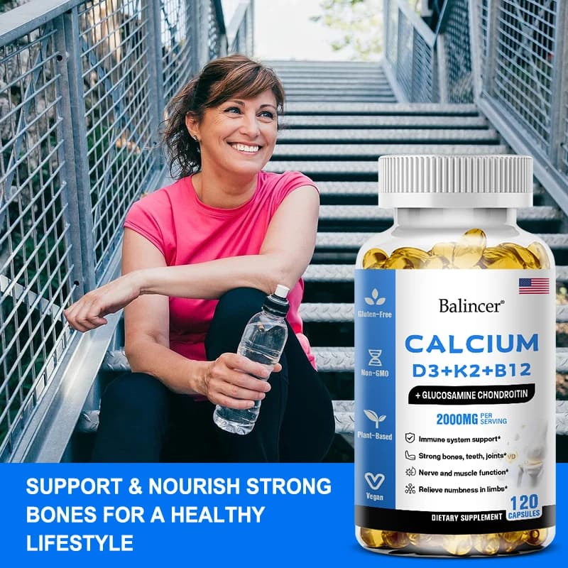 Calcium supplement bottle with D3 K2 B12 label — image 5