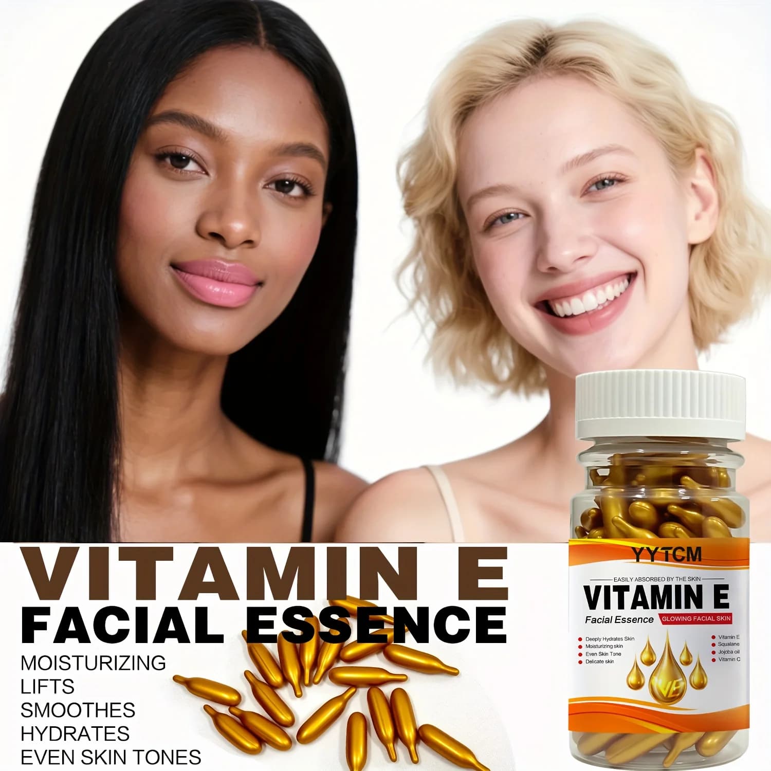 Bottle of vitamin e capsule essence with plant squalane and vitamin c — image 6