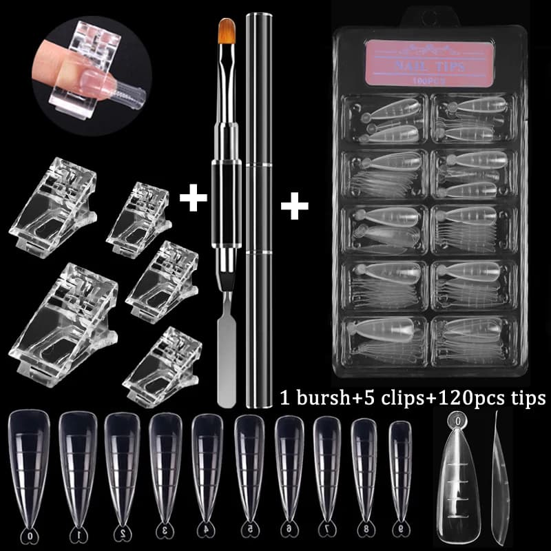 box of acrylic nail tips with UV gel polish — image 1