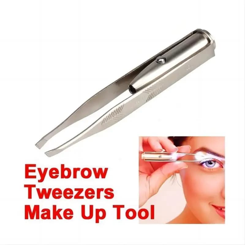 Stainless steel eyebrow tweezer with LED light — image 2