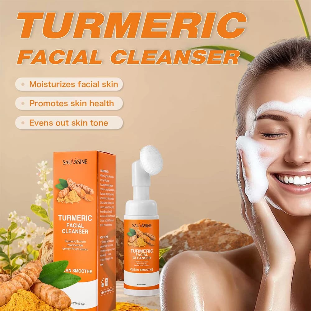 turmeric brightening facial cleanser foam — image 2