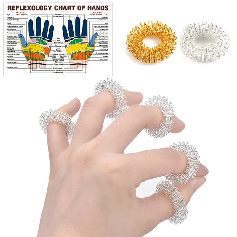 Stainless Steel Finger Massage Rings (10‑piece set)