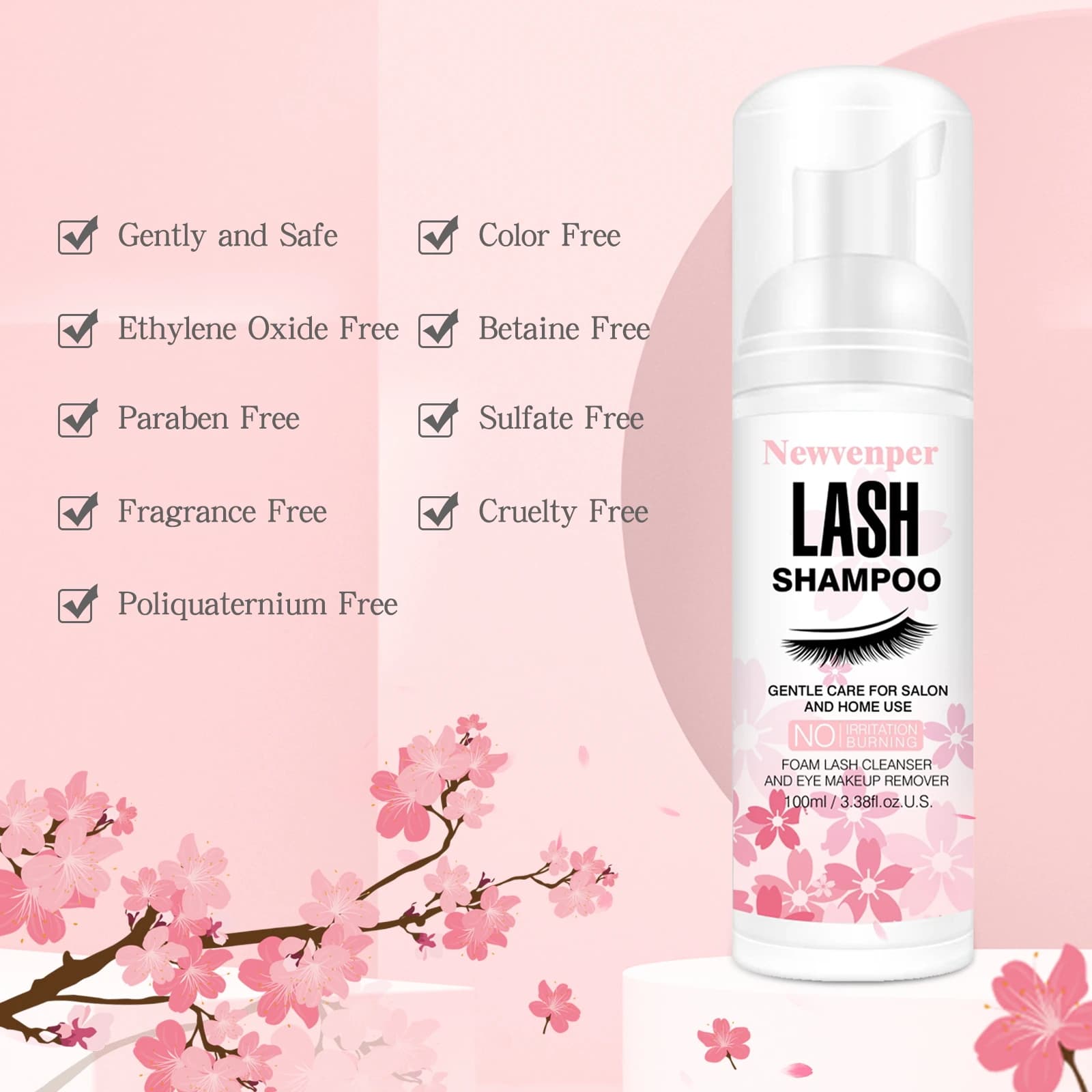 bottle of lash shampoo with brush and mascara wand — image 3