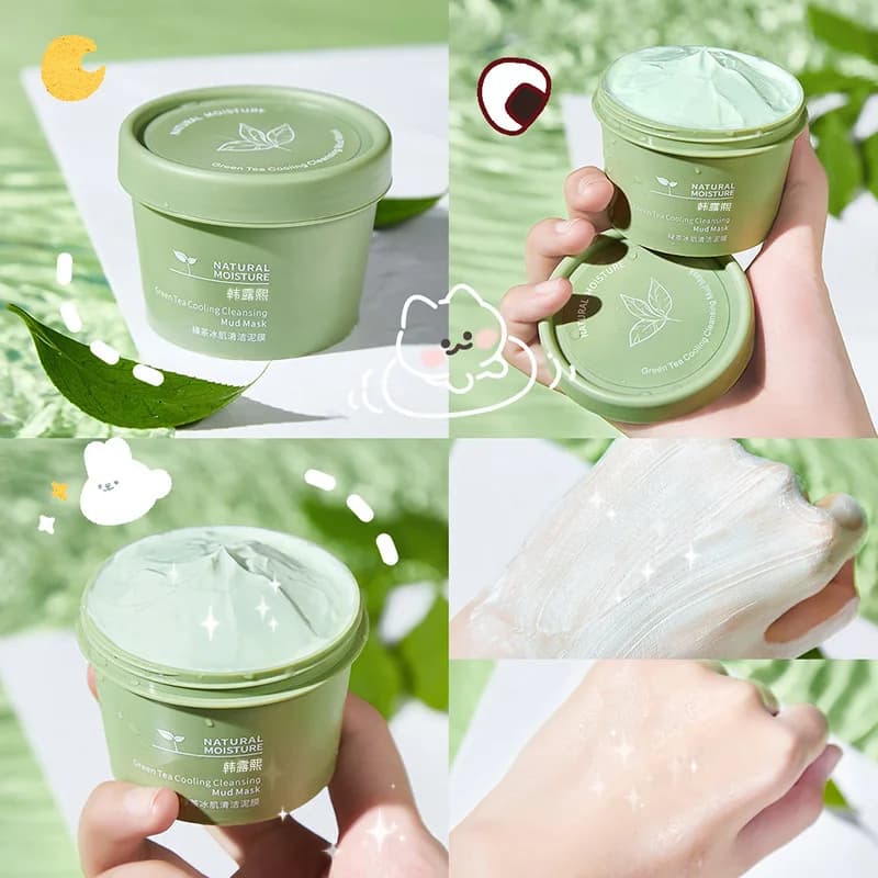 green tea ice mud mask in a jar — image 3