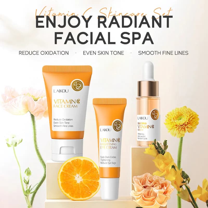 LAIKOU Vitamin C Skin Care Set – Face Cream, Serum & Eye Cream
