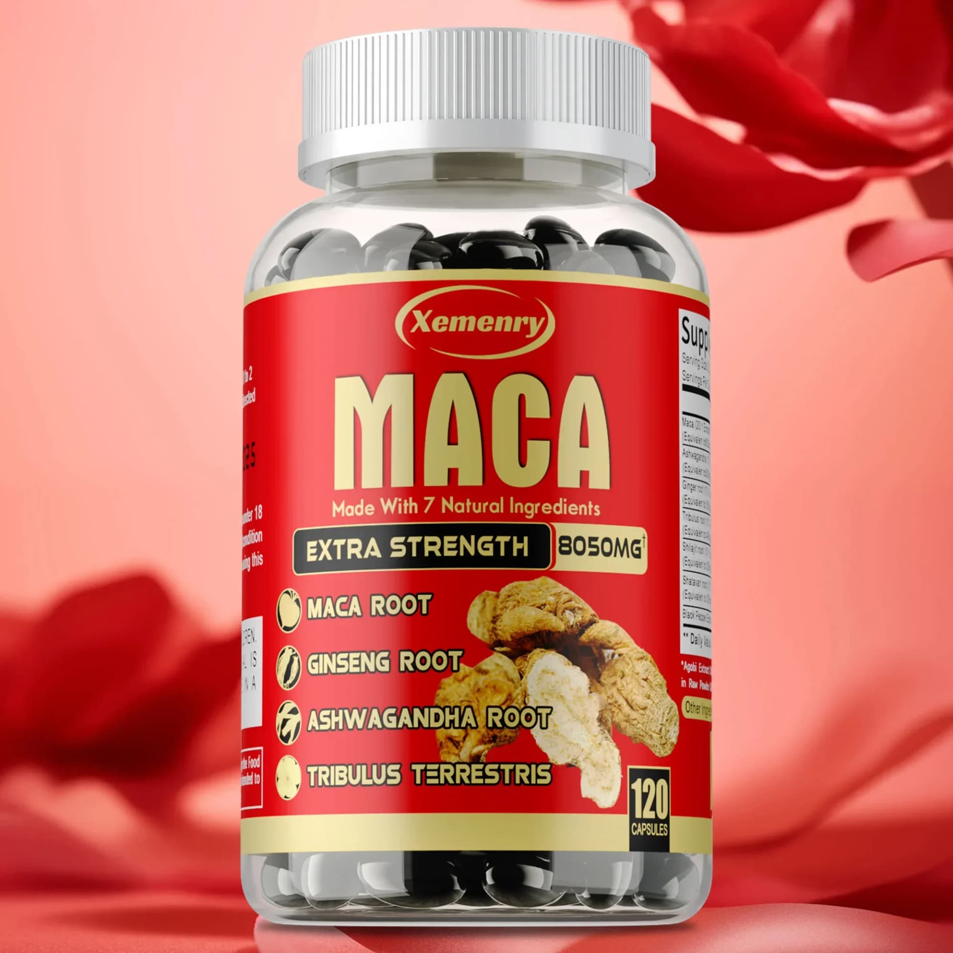 bottles of maca root capsules with ginseng and ashwagandha — image 5