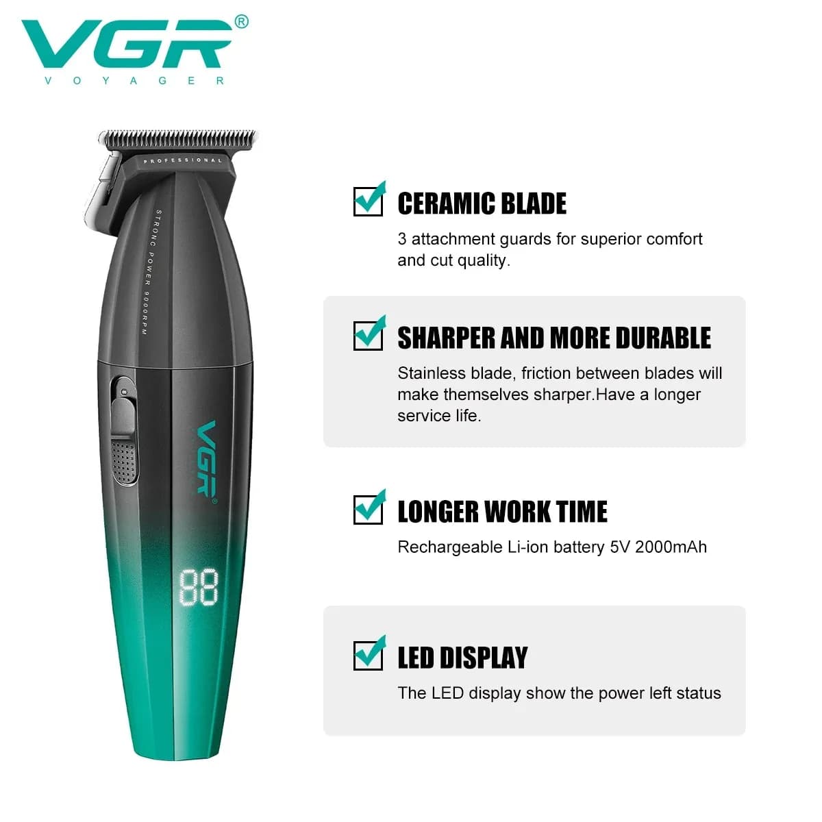 VGR cordless hair trimmer for men — image 5
