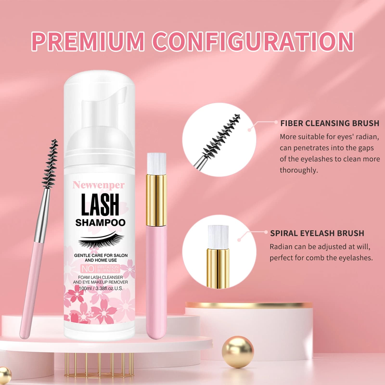 bottle of lash shampoo with brush and mascara wand — image 5