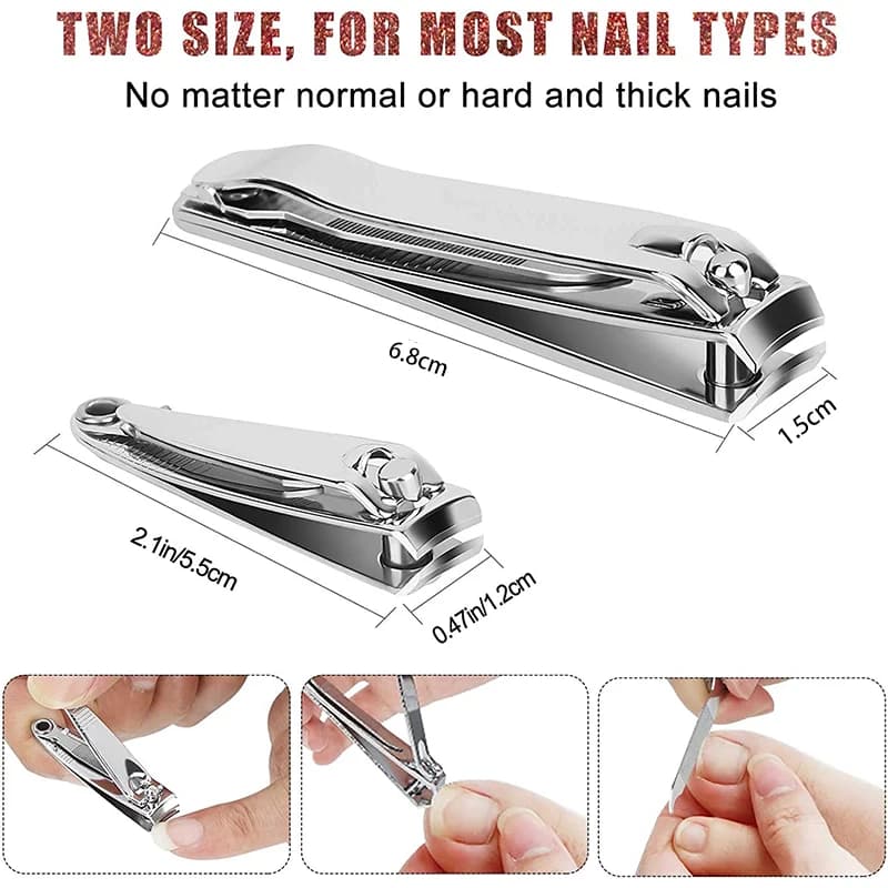 Splash‑resistant stainless steel nail clippers — image 1