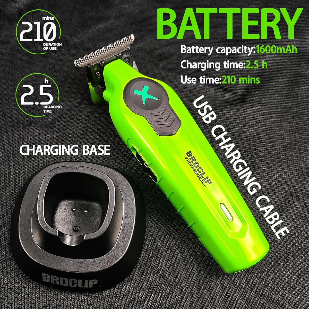 green professional hair trimmer with charging stand — image 5