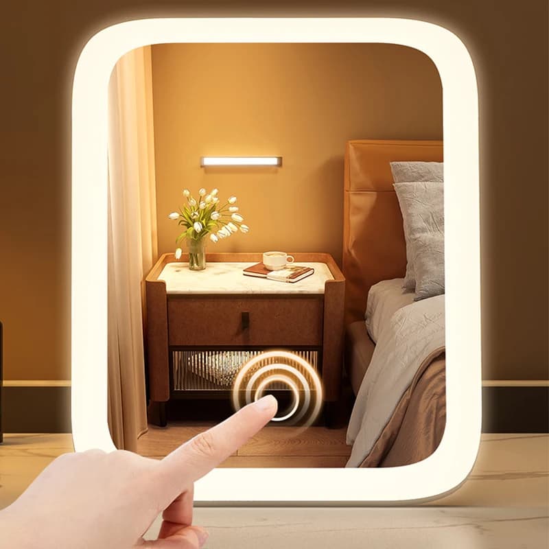 LED desktop makeup mirror with color lighting — image 3
