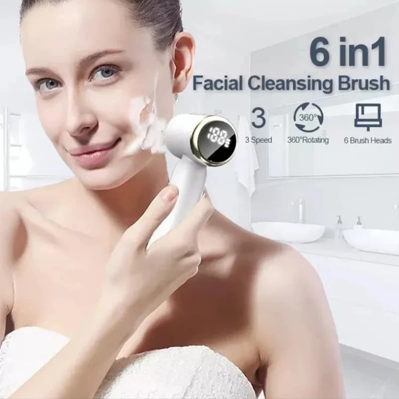 portable silicone facial cleansing brush with multiple heads — image 4