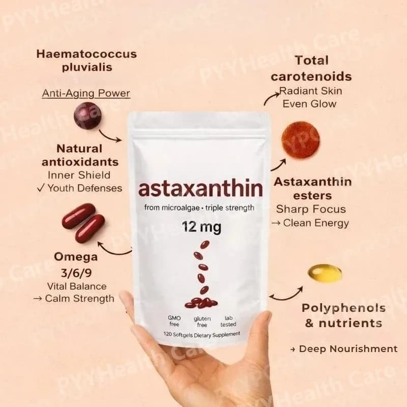 Astaxanthin softgel bottle with plant-based microalgae label — image 3