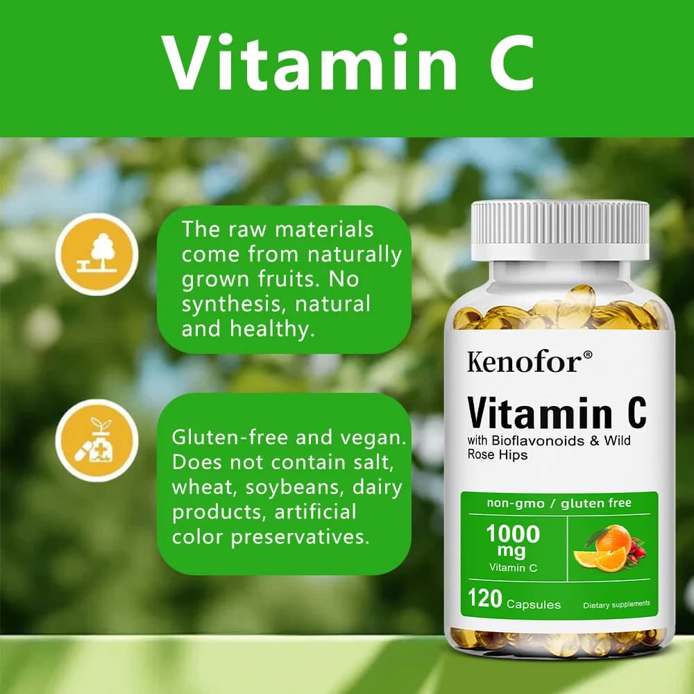 bottles of vitamin c 1000 mg capsules with citrus and rosehip — image 2