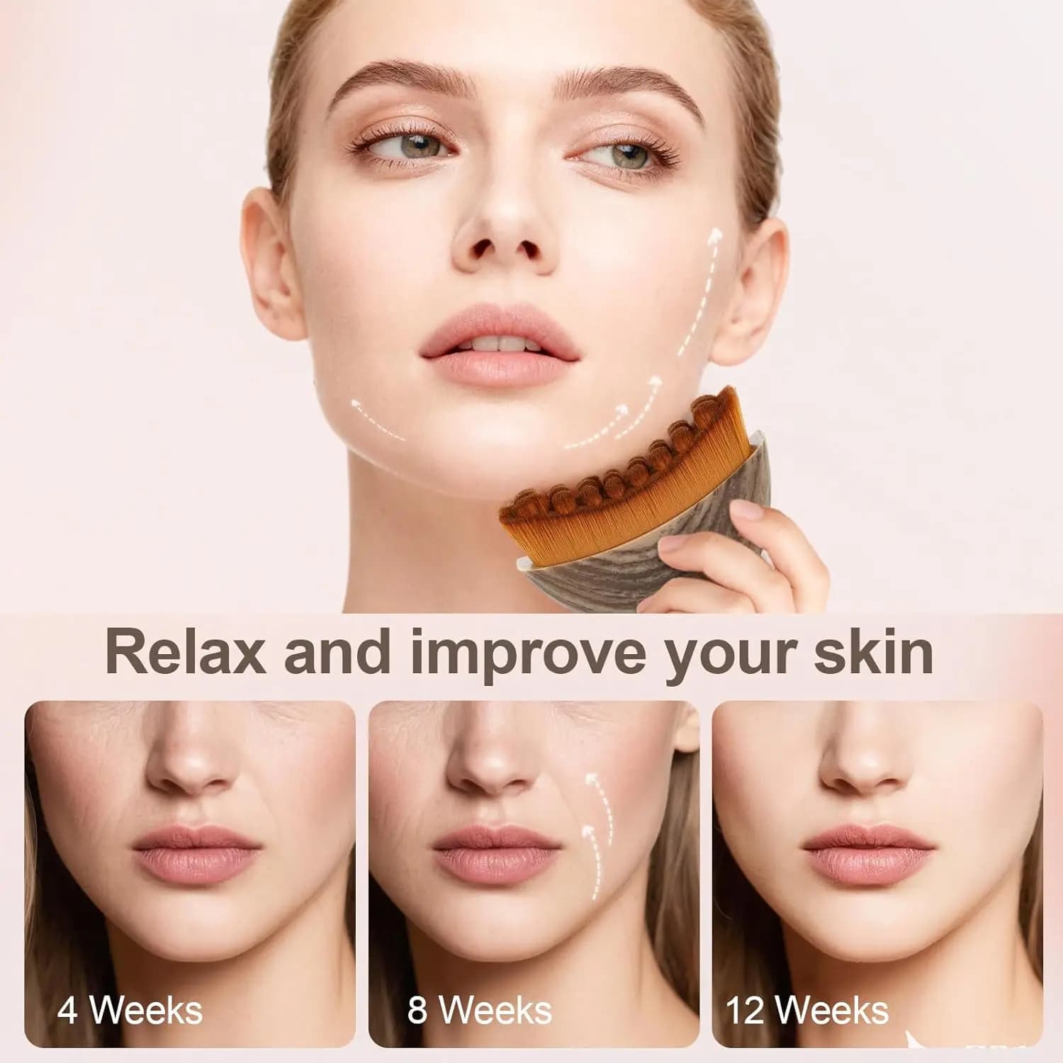 soft-bristle manual facial brush for lymphatic drainage — image 4