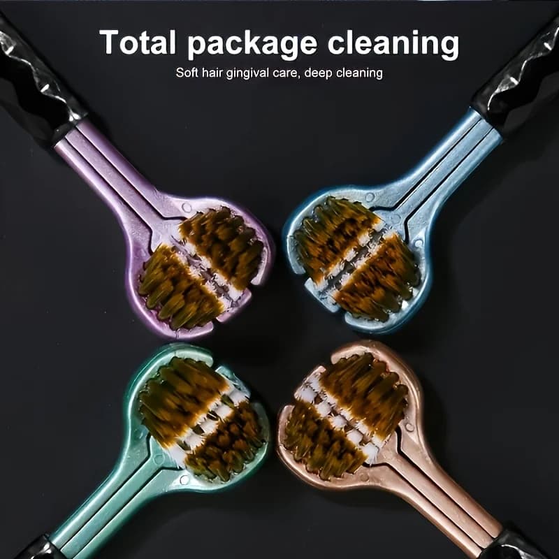 set of four ergonomic manual toothbrushes with soft‑grip handles — image 4