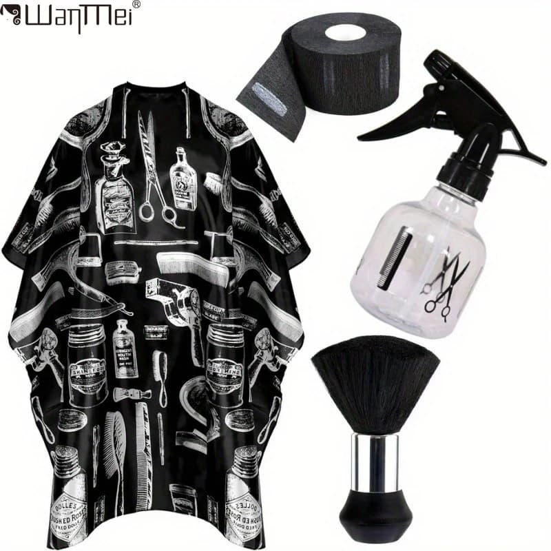 waterproof barber hair cutting cape with neck duster — image 1