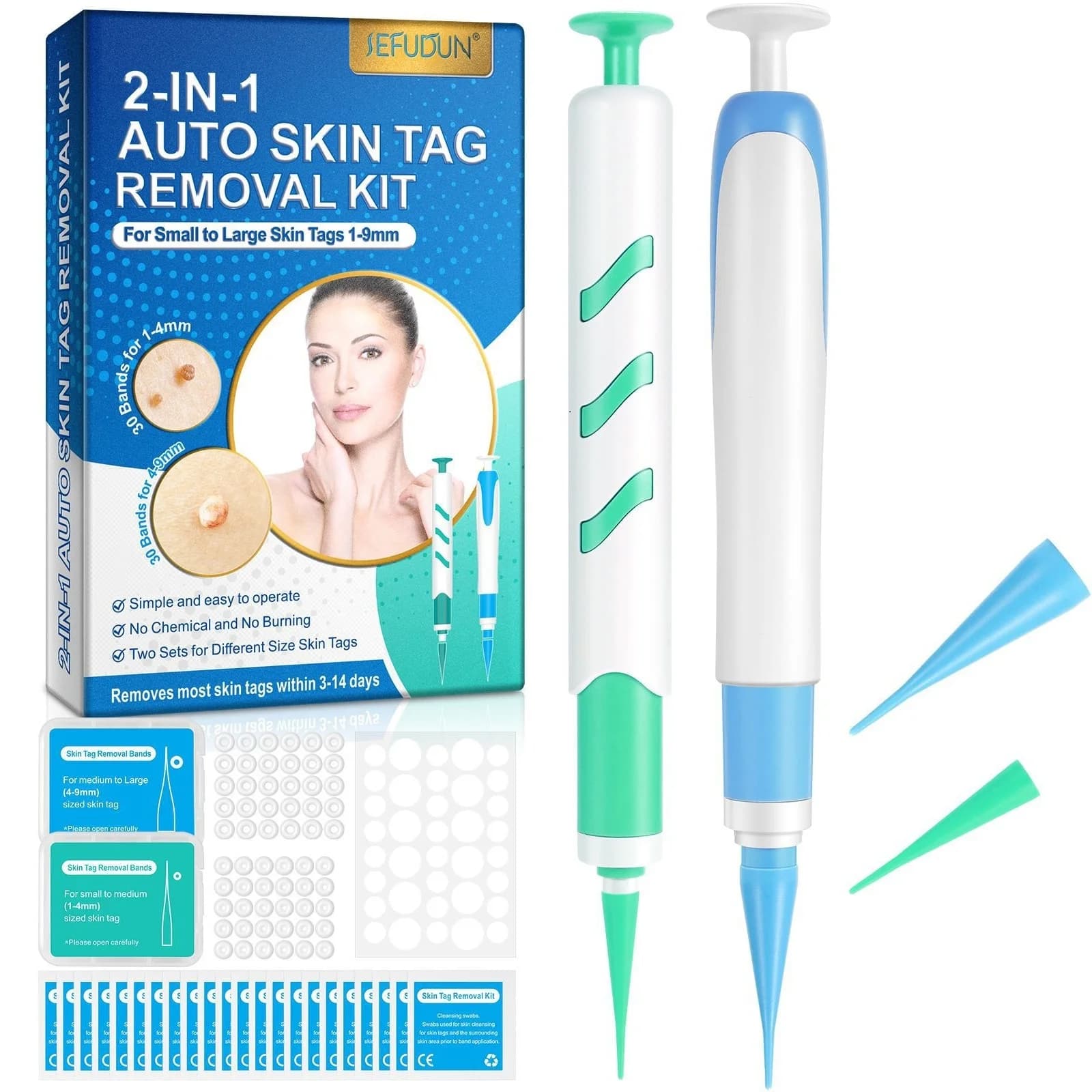 skin tag removal tool kit with cleansing swabs — image 1