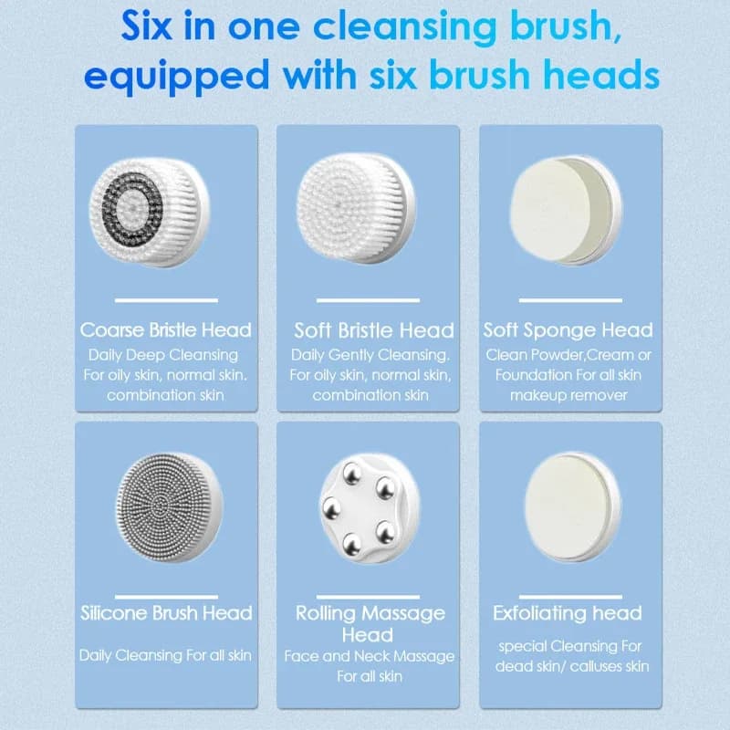 portable silicone facial cleansing brush with multiple heads — image 5
