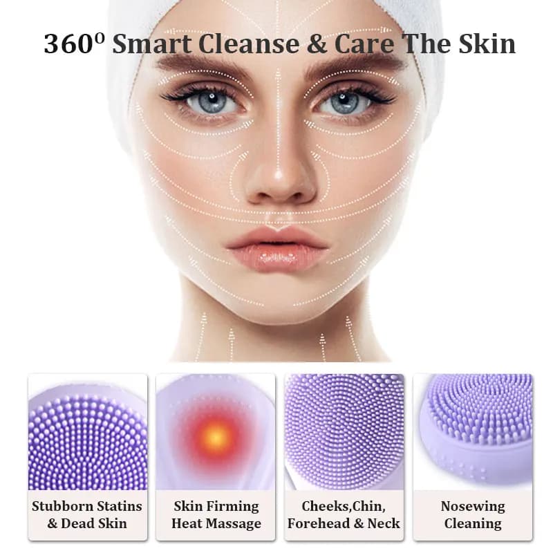 waterproof rechargeable sonic facial cleansing brush — image 4