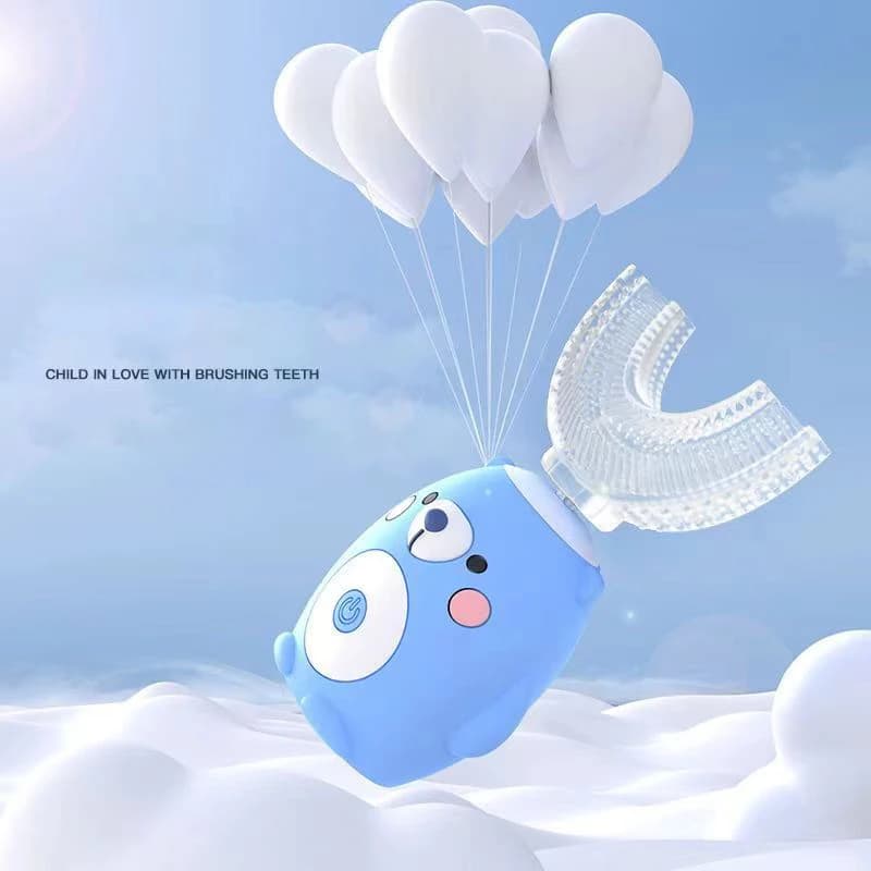blue kids electric toothbrush with 360° U‑shape silicone head — image 3