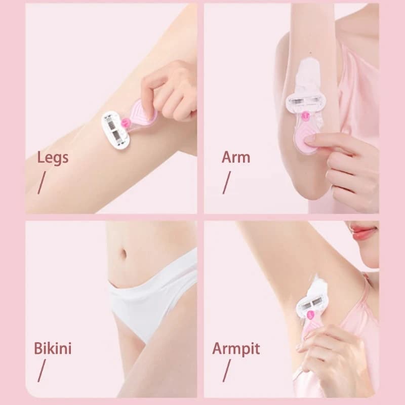 portable women's travel razor with protective net blade — image 4