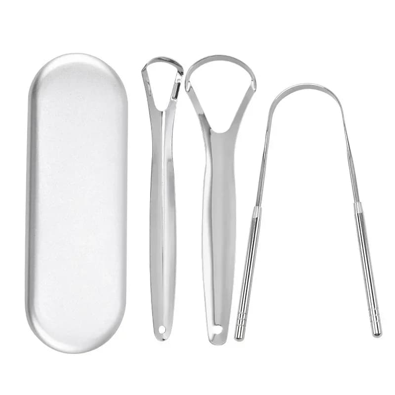 Stainless steel tongue scraper set — image 1