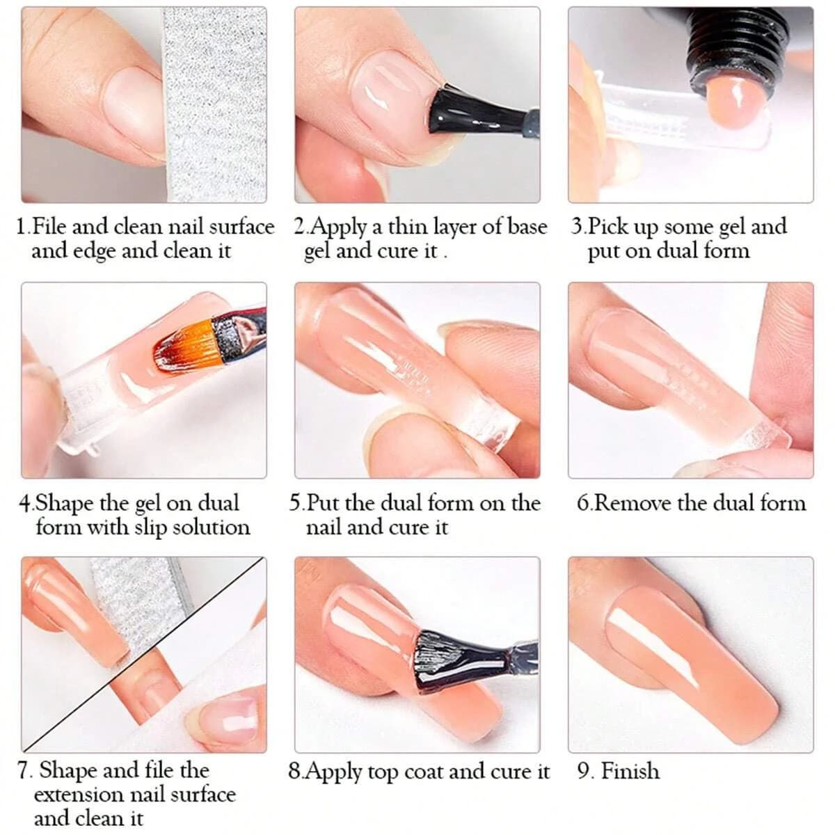 set of eight 20 ml UV nail extension gel tubes in clear and pink — image 6