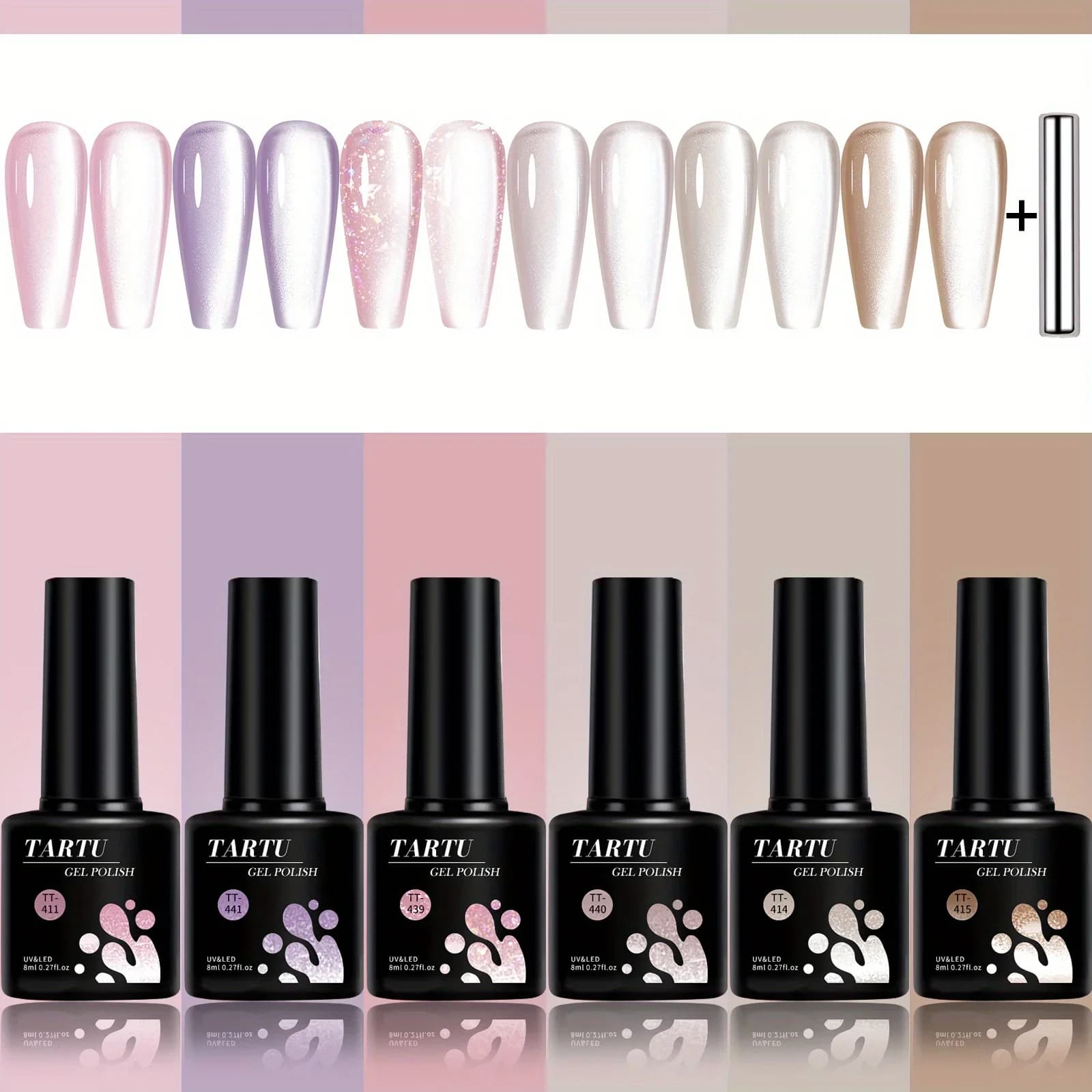 cat eye gel nail polish set with six colors — image 3