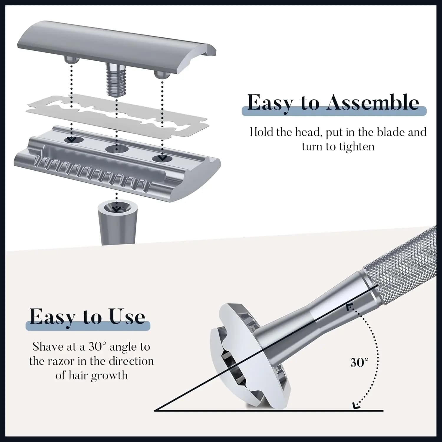 metal double edge safety razor with ten platinum coated blades — image 4