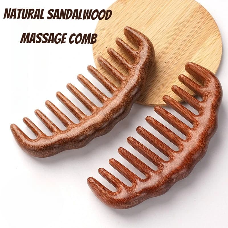 Natural sandalwood wide-tooth detangling comb — image 1
