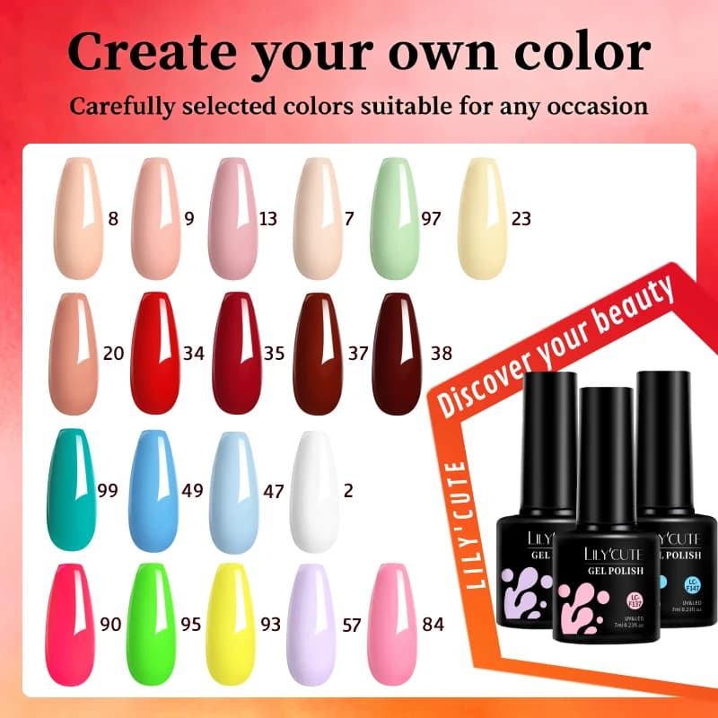 set of five red and brown semi-permanent UV nail gel tubes — image 2