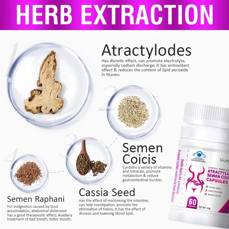 herbal cassia and coix seed capsules bottle — image 3