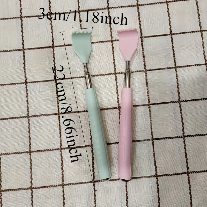 telescoping stainless steel back scratcher with rubber handle — image 4