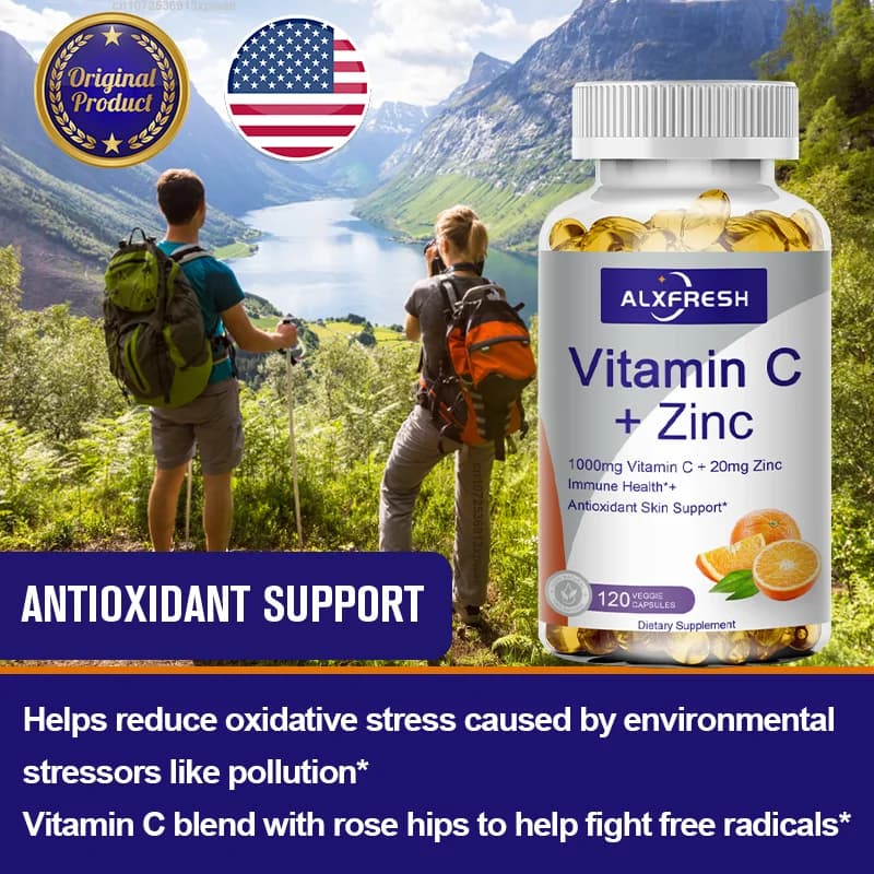 bottle of vitamin c with zinc capsules — image 4
