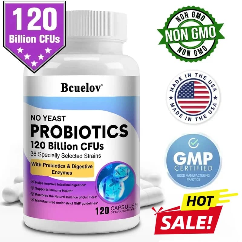 Probiotics 120 Billion CFU with 36 Strains, Prebiotics & Digestive Enzymes