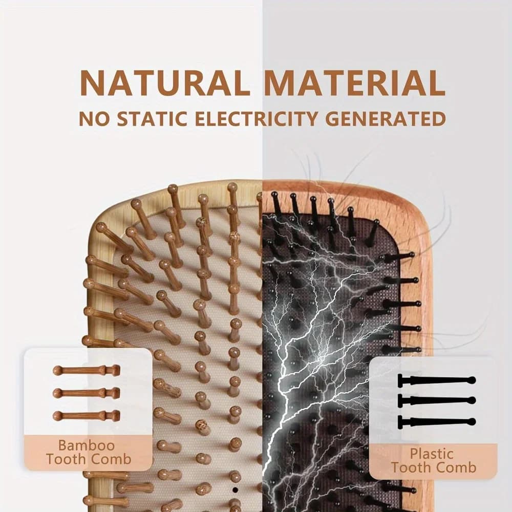 Wooden hair brush with natural bristles — image 3