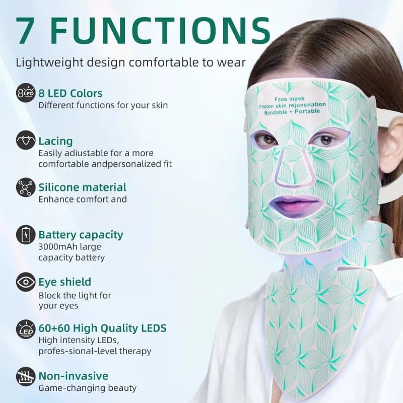 silicone LED face mask with 8 color lights — image 6