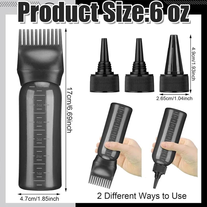 6 oz hair oil application bottle with three pointed dropper caps — image 6