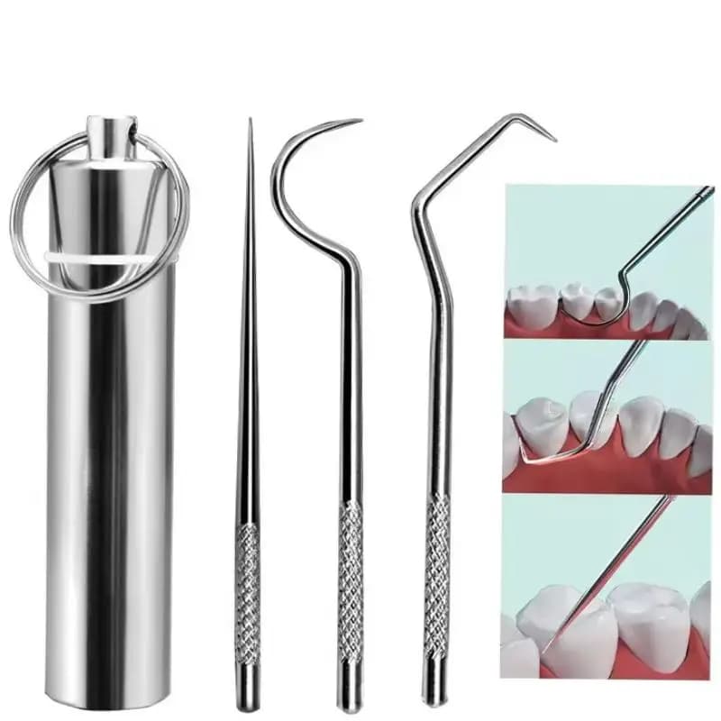 stainless steel toothpick pocket set with keychain holder — image 8