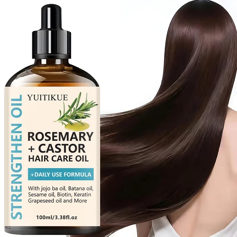 bottle of rosemary and castor strengthening hair oil — image 2