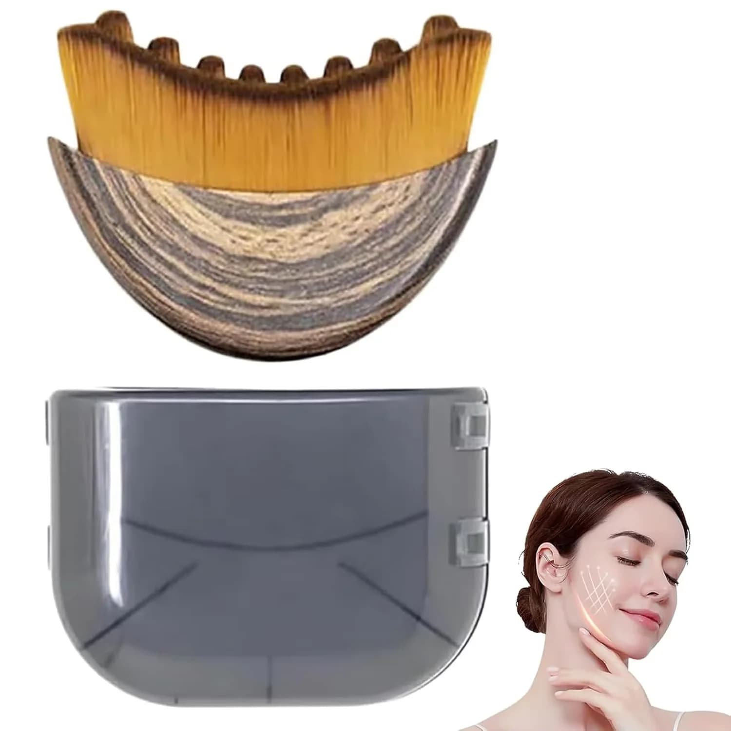 Lymphatic contour facial brush with brass lotus eye massage stick — image 8