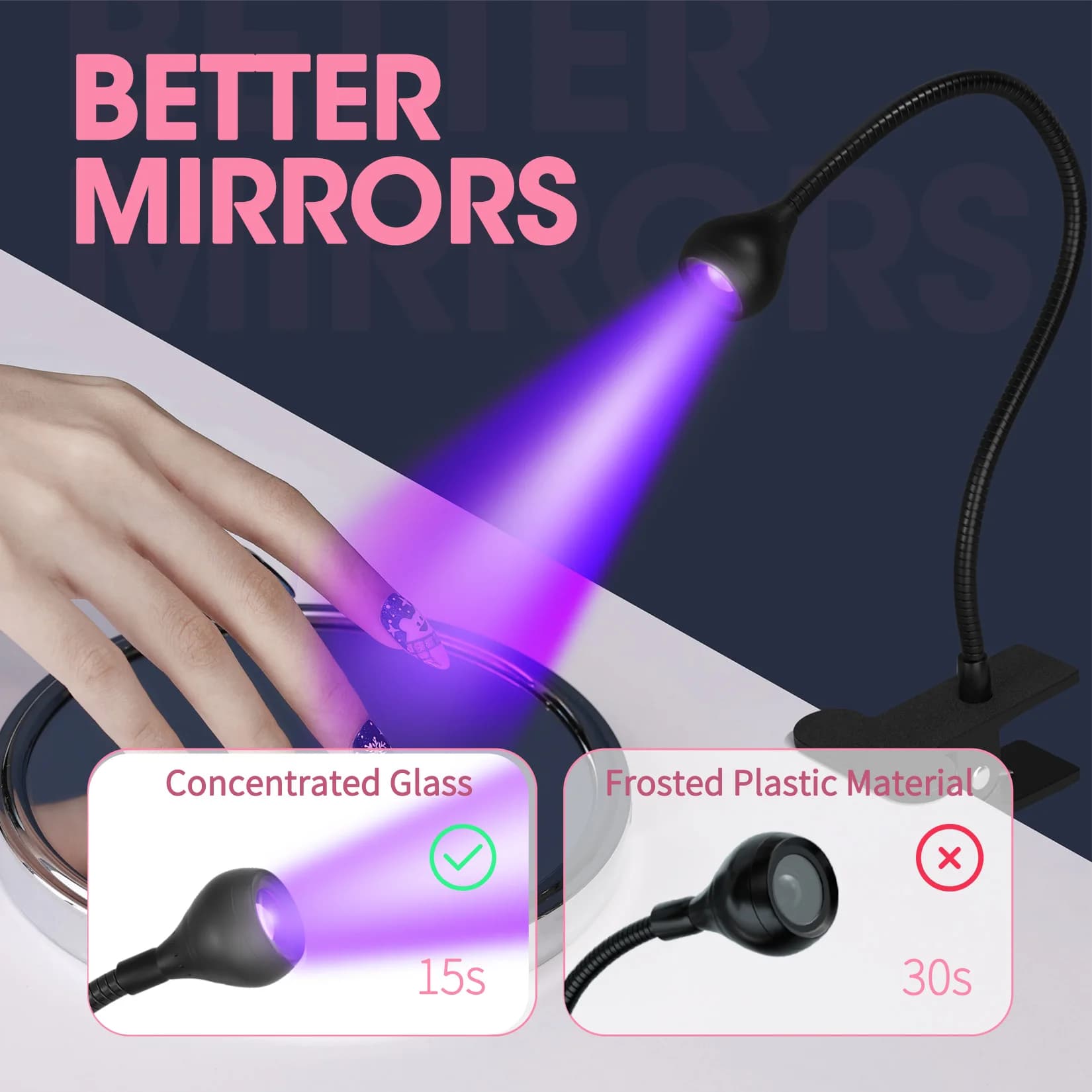 compact UV nail lamp with clip-on base — image 5
