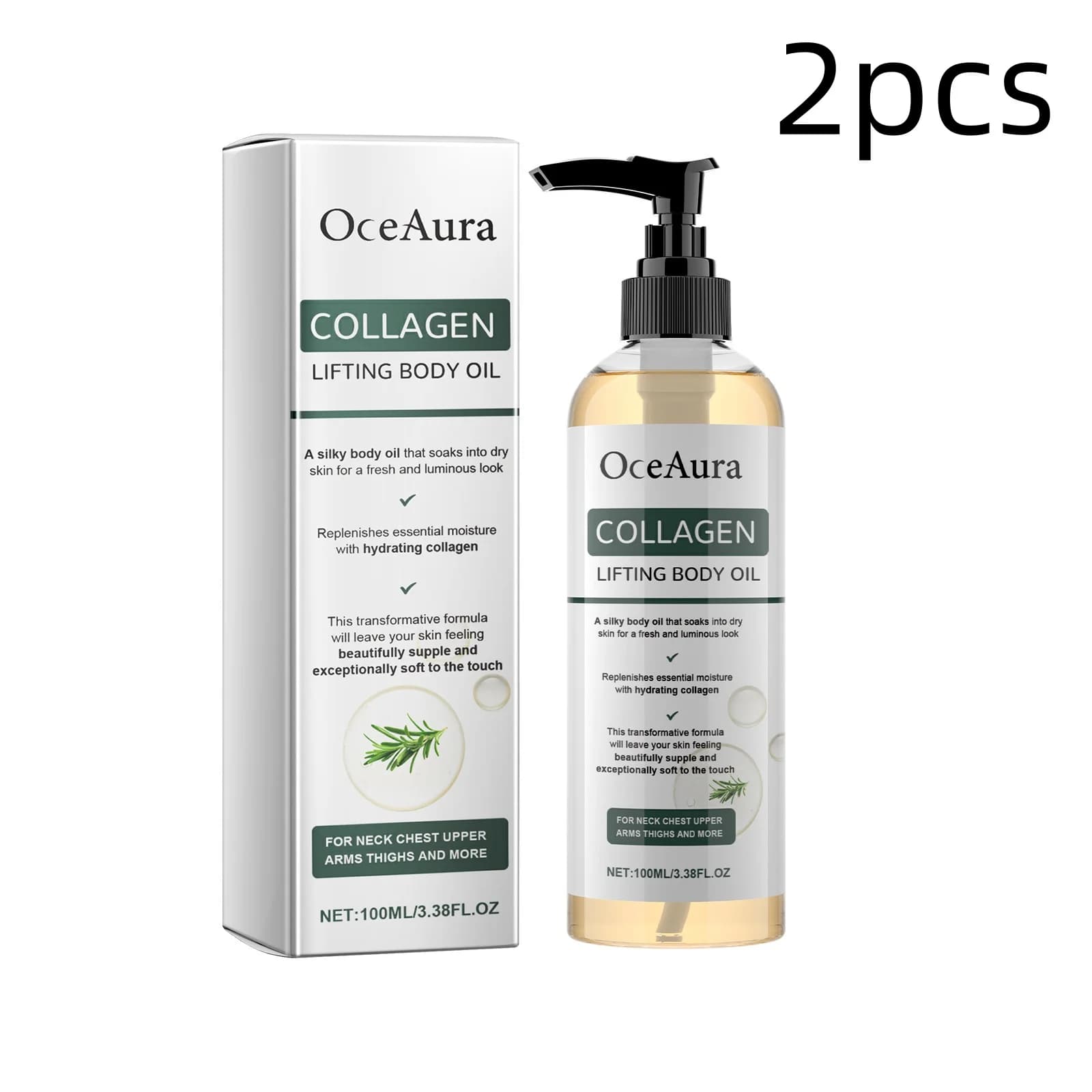 collagen body oil bottle with rosemary — image 7