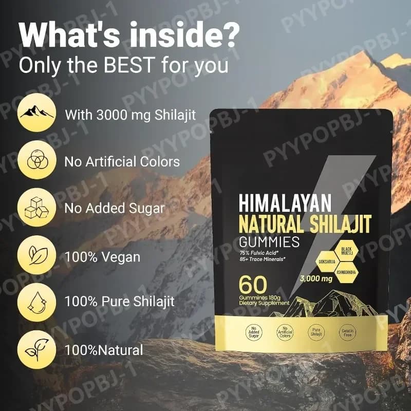 Himalayan shilajit gummies bottle with 60 chewable tablets — image 5