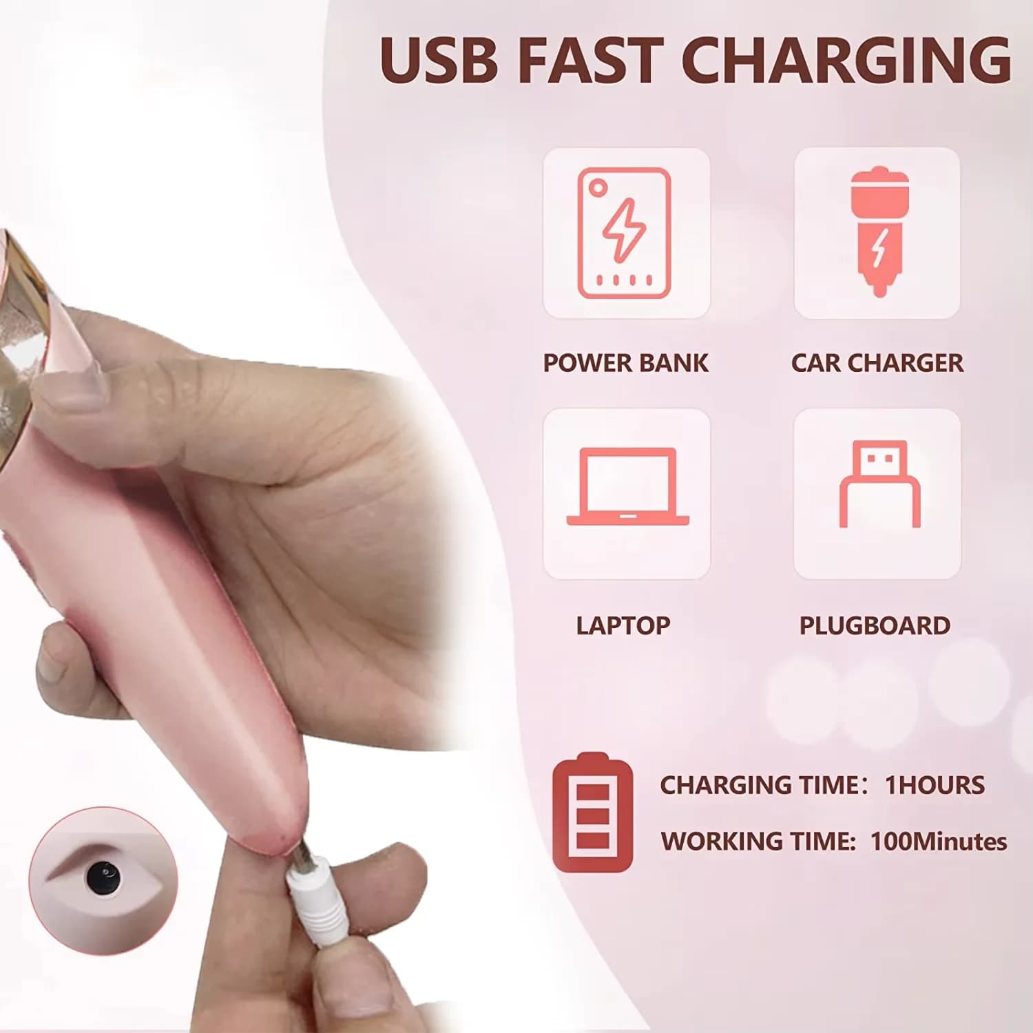 Rechargeable electric foot file with ten interchangeable heads — image 2
